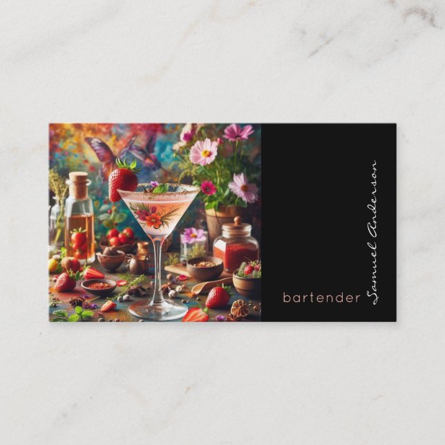 Bartender Mixologist Business Cards (Front)