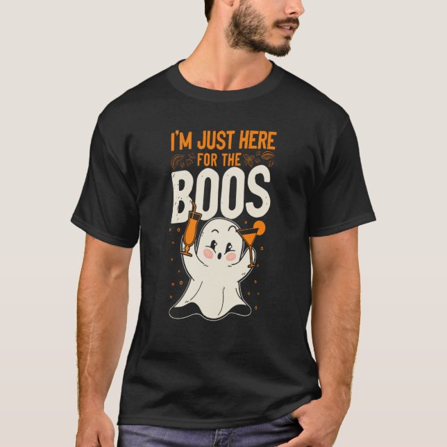 Bartender Mixologist Halloween Pun Ghost I'm Just  T-Shirt (Front)