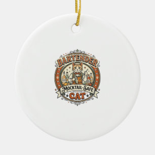 Bartender Mocktail-Safe Cat Bartender Mocktail-Saf Ceramic Tree Decoration