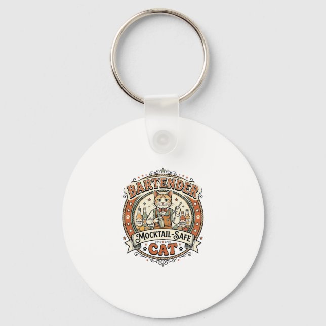 Bartender Mocktail-Safe Cat Bartender Mocktail-Saf Key Ring (Front)