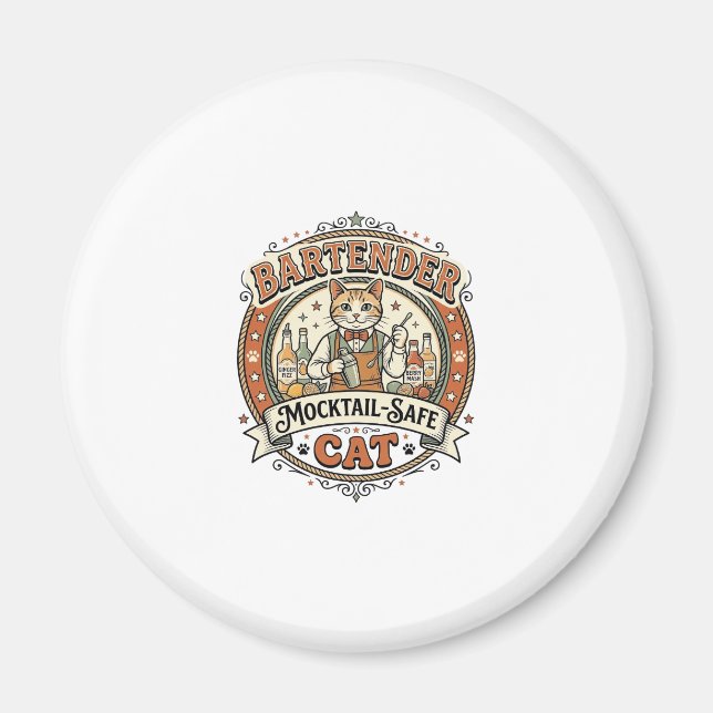 Bartender Mocktail-Safe Cat Bartender Mocktail-Saf Magnet (Front)