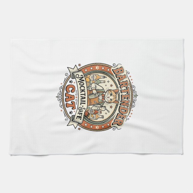 Bartender Mocktail-Safe Cat Bartender Mocktail-Saf Tea Towel (Horizontal)