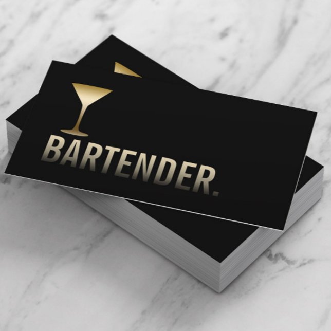 Bartender Modern Gold Wine Bar Minimalist Business Card (Creator Uploaded)