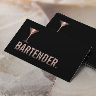 Bartender Modern Rose Gold Wine Sommelier Business Card