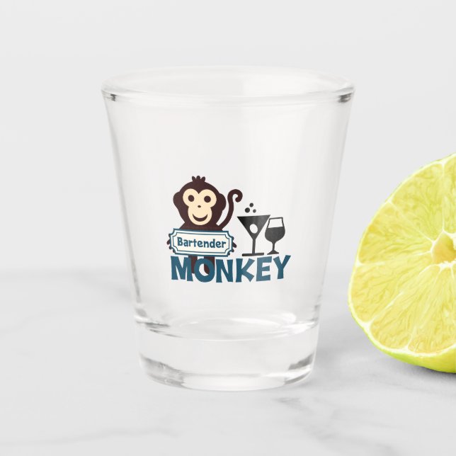 Bartender Monkey Shot Glass (Front)