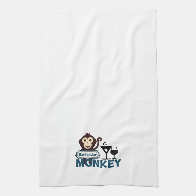Bartender Monkey Tea Towel (Vertical)