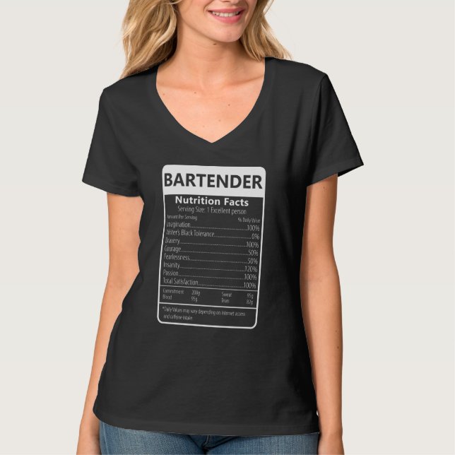 Bartender Nutrition Facts Sarcastic Graphic T-Shirt (Front)