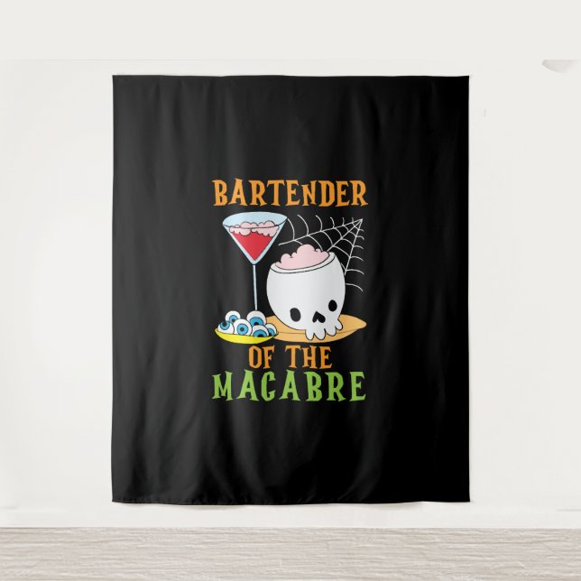 Bartender of the Macabre Bartender Halloween Tapestry (Front)