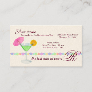 Bartender/Owner Bar Business Card