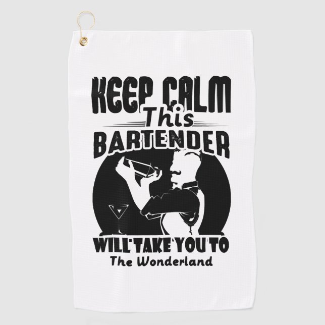 Bartender Shirt - Keep Calm This Bartender T shirt Golf Towel (Front)