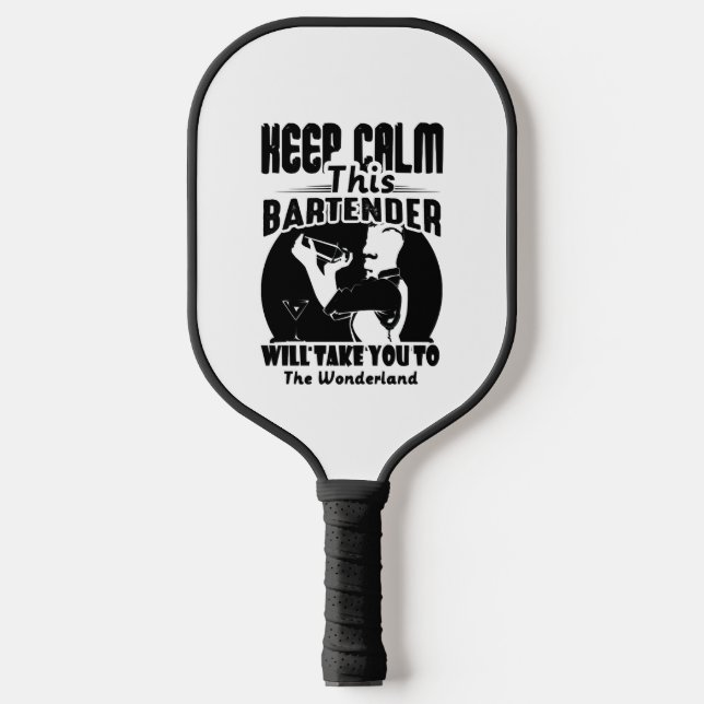 Bartender Shirt - Keep Calm This Bartender T shirt Pickleball Paddle (Front)
