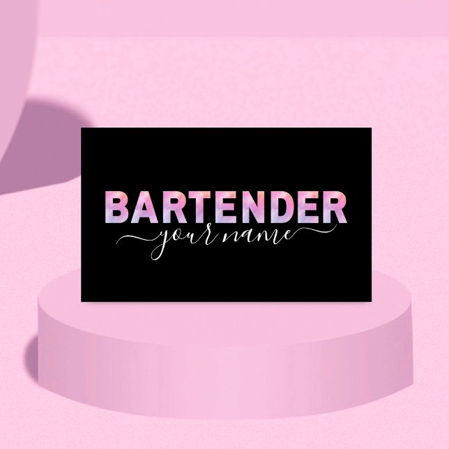 Bartender Typography Signature Calligraphy Black Business Card (Creator Uploaded)