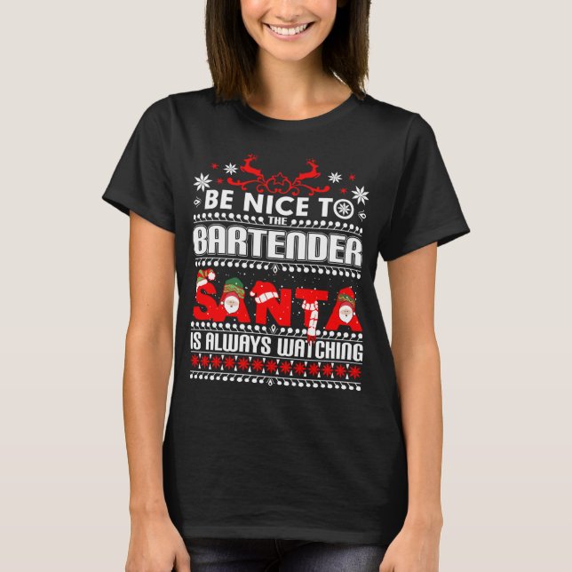 Bartender Ugly Christmas Sweater Gift Funny Barten (Front)