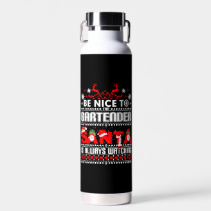 Bartender Ugly Christmas Sweater Gift Funny Barten Water Bottle