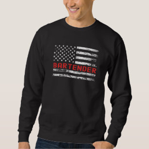 Bartender USA Flag Profession Retro Job Title Sweatshirt