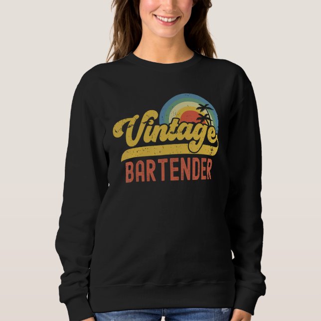 Bartender Vintage Sunset Profession Retro Job Titl Sweatshirt (Front)