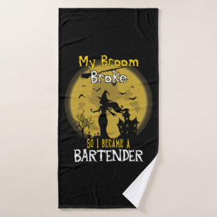 Bartender Witch Halloween Bath Towel