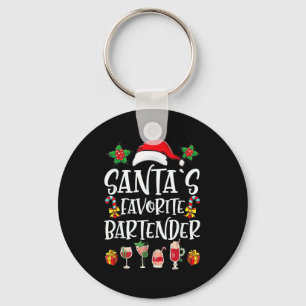 Bartender Xmas Gift Santa's Favorite Bartender Chr Key Ring