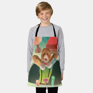 Bartending Dog in Retro Bar Apron