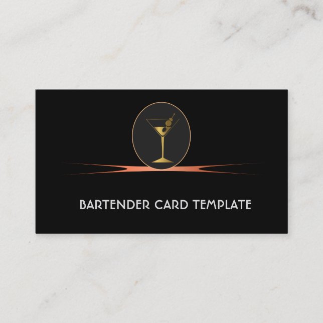 Bartending gold cocktail business cards (Front)