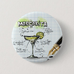 Bartending Margarita Drink Cocktail Recipe 6 Cm Round Badge
