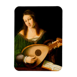 Bartolomeo Veneto Lady Playing Lute Portrait Art Magnet