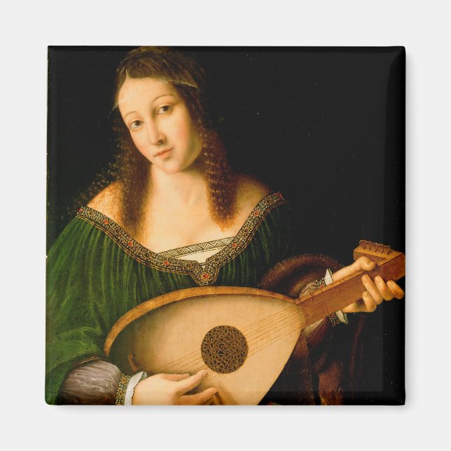 Bartolomeo Veneto Lady Playing Lute Portrait Art Magnet (Front)