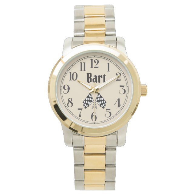 Bart's Crossed Chequered Flags Watch (Front)