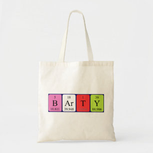 Barty periodic table name tote bag
