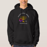BARUCH ATAH ADONAI | Hanukkah Blessings Hoodie<br><div class="desc">Modern, BARUCH ATAH ADONAI Hanukkah Blessings unisex Hoodie. Design shows a gold coloured MENORAH with multicolored STAR OF DAVID and silver grey DREIDEL. At the top there is curved text which says BARUCH ATAH, ADONAI (Blessed are You, O God) and underneath the text reads HANUKKAH BLESSINGS. ALL TEXT IS CUSTOMIZABLE,...</div>