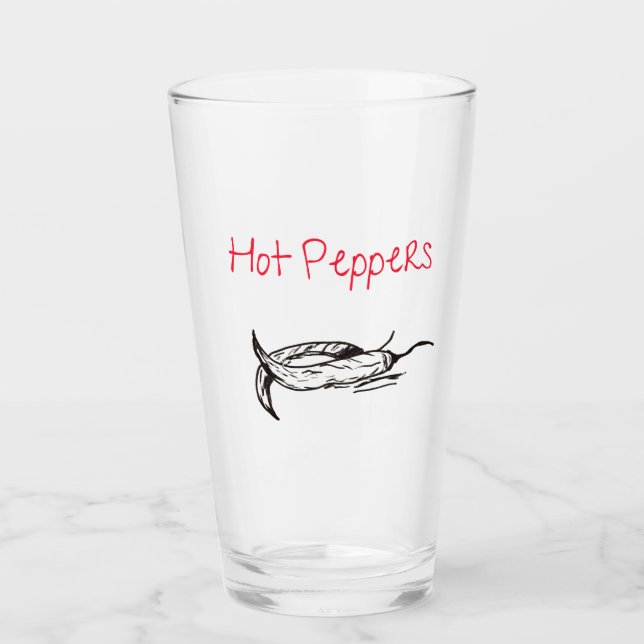 Barware Tumbler with Hot Pepper Design  (Front)