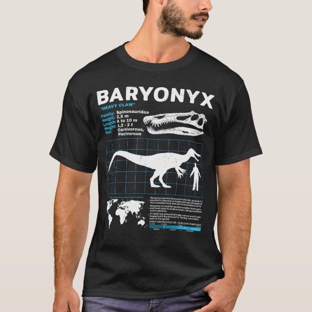 Baryonyx fossil fact sheet T-Shirt (Front)