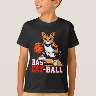Bas-cat-ball funny cat basketball player T-Shirt