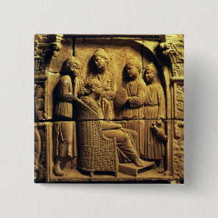 Bas relief of a hairdresser, Roman 15 Cm Square Badge