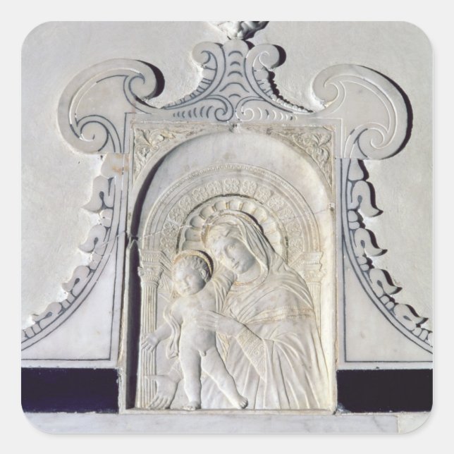 Bas-relief of a Madonna and Child (marble) Square Sticker (Front)
