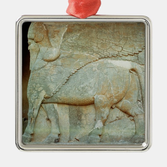 Bas-relief of an anthropomorphic bull metal tree decoration (Front)