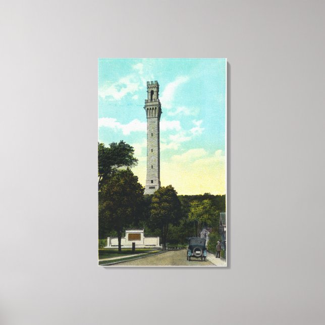Bas Relief Tablet and Pilgrim Memorial View Canvas Print (Front)
