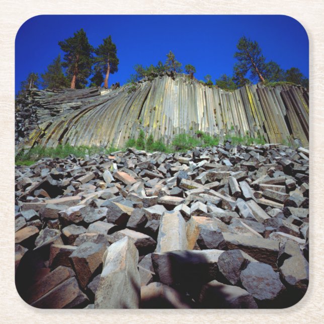 Basalt Formations of Devils Postpile Square Paper Coaster (Front)