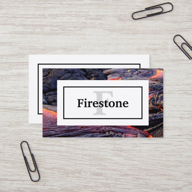 Basalt Lava Flow with Your Name and Monogram Business Card (Front/Back In Situ)