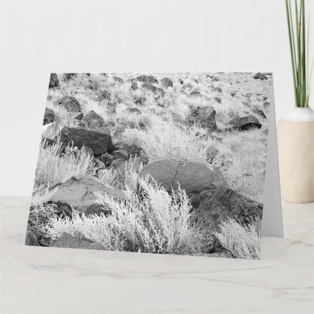 Basalt Lava Rocks Southwest Black and White Photo Card (Front)