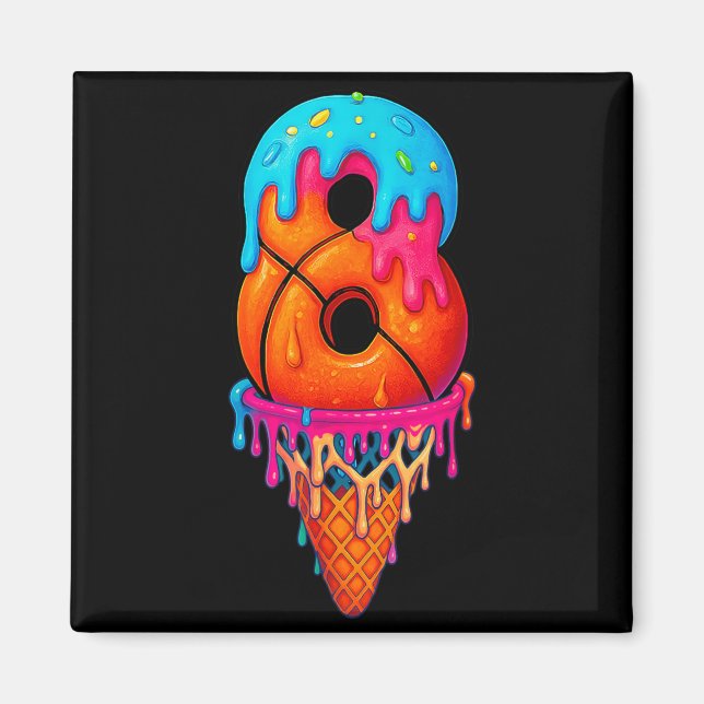 Basball Drip 8 Year Old Ice Cream Drip 8th Magnet (Front)