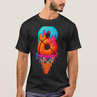 Basball Drip 8 Year Old Ice Cream Drip 8th T-Shirt
