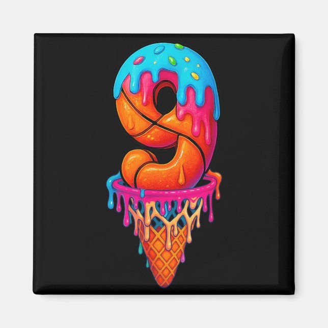 Basball Drip 9 Year Old Ice Cream Drip 9th Magnet (Front)