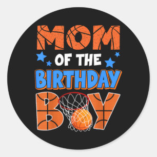 Basball Mom Of The Birthday Boy Family Matching Classic Round Sticker