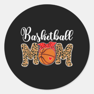 Basball Mum Leopard Game Day Funny Mothers Day Classic Round Sticker