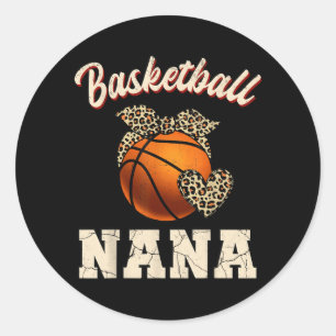 Basball Nana Bandanna Leopard Heart Fans Mothers Classic Round Sticker