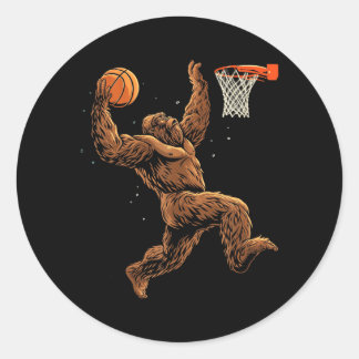 Basball Player Bigfoot Funny Sasquatch Bball Classic Round Sticker