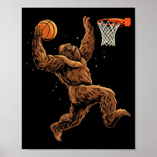 Basball Player Bigfoot Funny Sasquatch Bball Poster