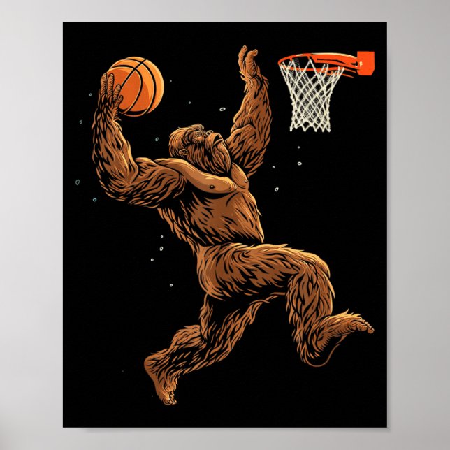Basball Player Bigfoot Funny Sasquatch Bball Poster (Front)