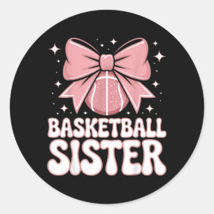 Basball Sister Cute Pink Bow Sports Fan Graphic Classic Round Sticker